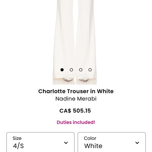Nadine Merabi Faye White Top & Charlotte White Pants -Bachelorette/Bridal Outfit - Picture 5 of 6